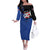 Puerto Rico Off The Shoulder Long Sleeve Dress with Coqui Frog Symbol and Distressed Flag Design
