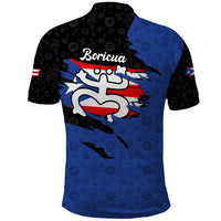 Puerto Rico Polo Shirt with Coqui Frog Symbol and Distressed Flag Design