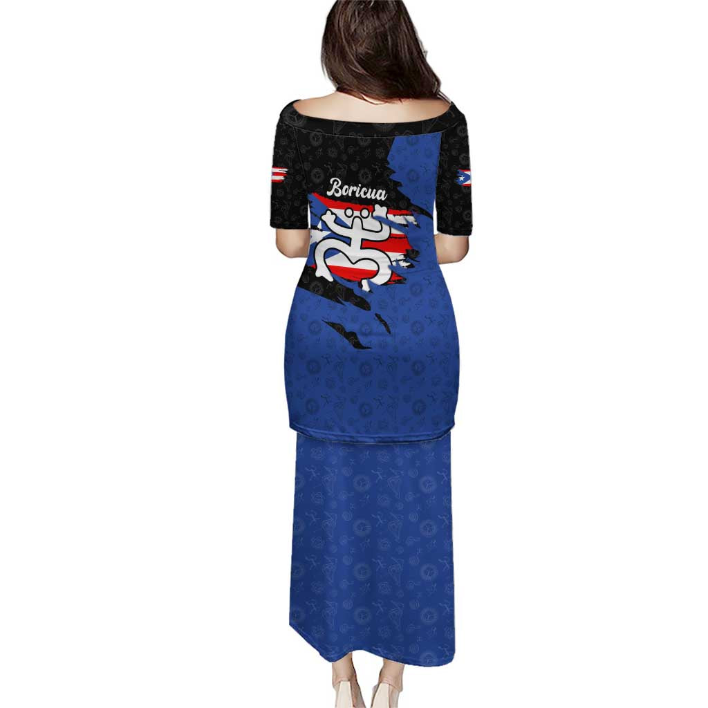 Puerto Rico Puletasi with Coqui Frog Symbol and Distressed Flag Design