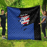 Puerto Rico Quilt with Coqui Frog Symbol and Distressed Flag Design