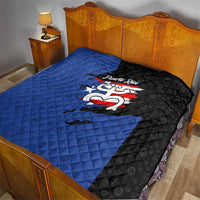 Puerto Rico Quilt with Coqui Frog Symbol and Distressed Flag Design