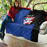 Puerto Rico Quilt with Coqui Frog Symbol and Distressed Flag Design