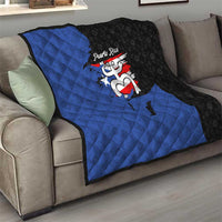 Puerto Rico Quilt with Coqui Frog Symbol and Distressed Flag Design