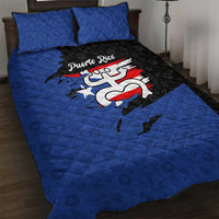 Puerto Rico Quilt Bed Set with Coqui Frog Symbol and Distressed Flag Design