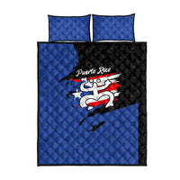 Puerto Rico Quilt Bed Set with Coqui Frog Symbol and Distressed Flag Design