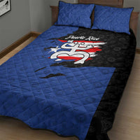 Puerto Rico Quilt Bed Set with Coqui Frog Symbol and Distressed Flag Design