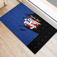 Puerto Rico Rubber Doormat with Coqui Frog Symbol and Distressed Flag Design