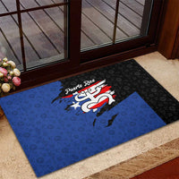 Puerto Rico Rubber Doormat with Coqui Frog Symbol and Distressed Flag Design