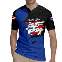 Puerto Rico Rugby Jersey with Coqui Frog Symbol and Distressed Flag Design