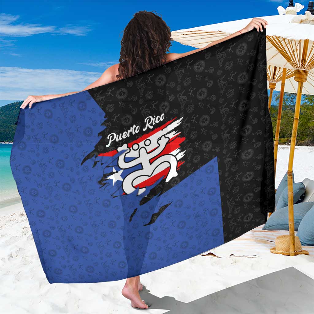 Puerto Rico Sarong with Coqui Frog Symbol and Distressed Flag Design