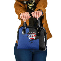 Puerto Rico Shoulder Handbag with Coqui Frog Symbol and Distressed Flag Design