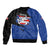 Puerto Rico Sleeve Zip Bomber Jacket with Coqui Frog Symbol and Distressed Flag Design