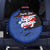 Puerto Rico Spare Tire Cover with Coqui Frog Symbol and Distressed Flag Design