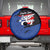 Puerto Rico Spare Tire Cover with Coqui Frog Symbol and Distressed Flag Design