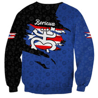 Puerto Rico Sweatshirt with Coqui Frog Symbol and Distressed Flag Design