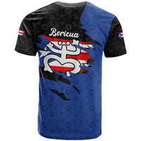 Puerto Rico T Shirt with Coqui Frog Symbol and Distressed Flag Design