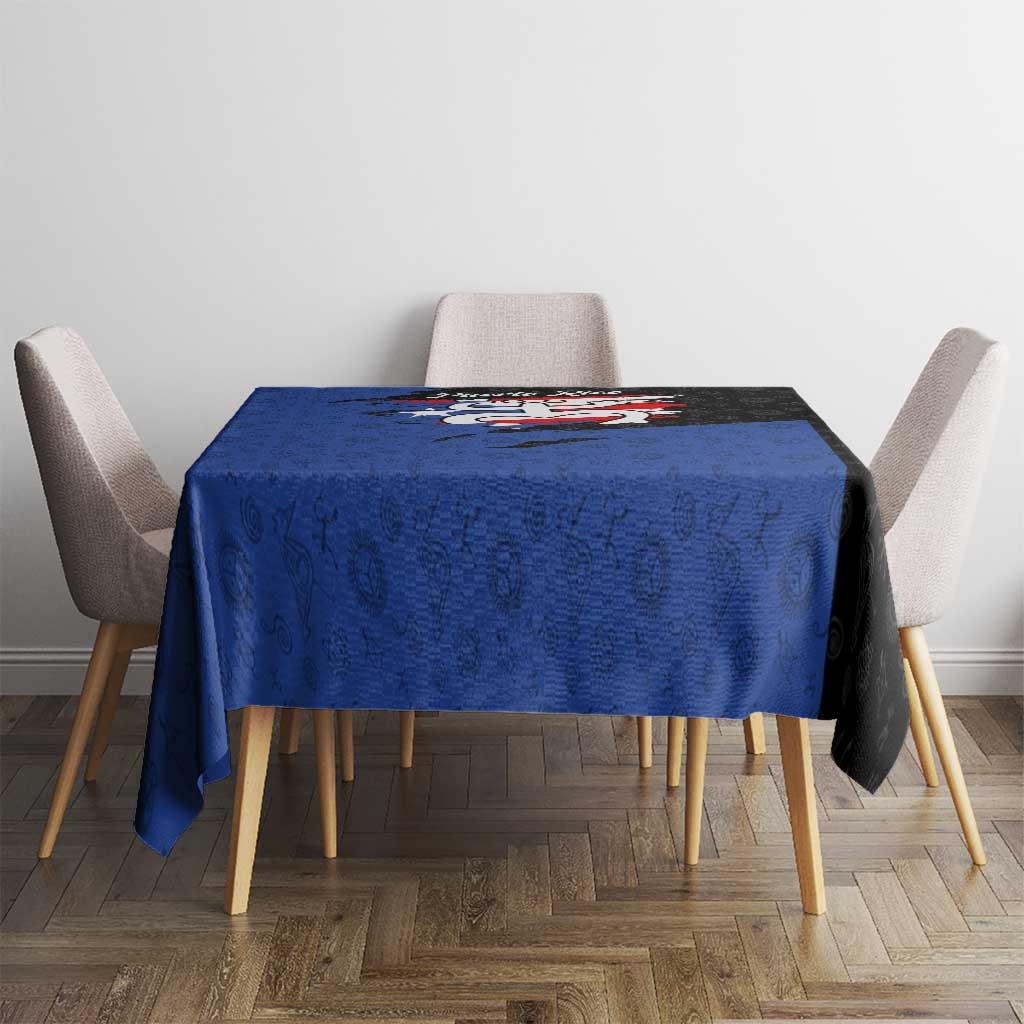 Puerto Rico Tablecloth with Coqui Frog Symbol and Distressed Flag Design