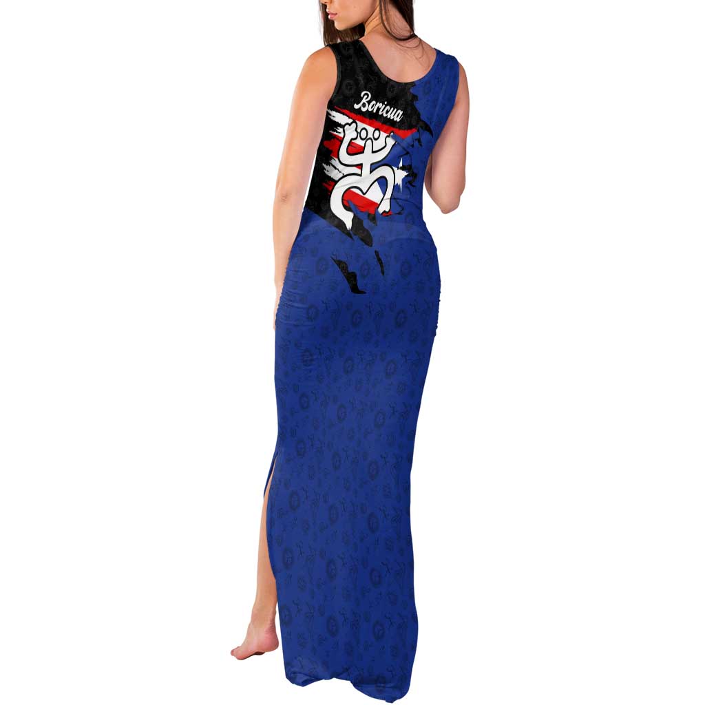 Puerto Rico Tank Maxi Dress with Coqui Frog Symbol and Distressed Flag Design