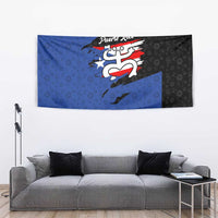 Puerto Rico Tapestry with Coqui Frog Symbol and Distressed Flag Design