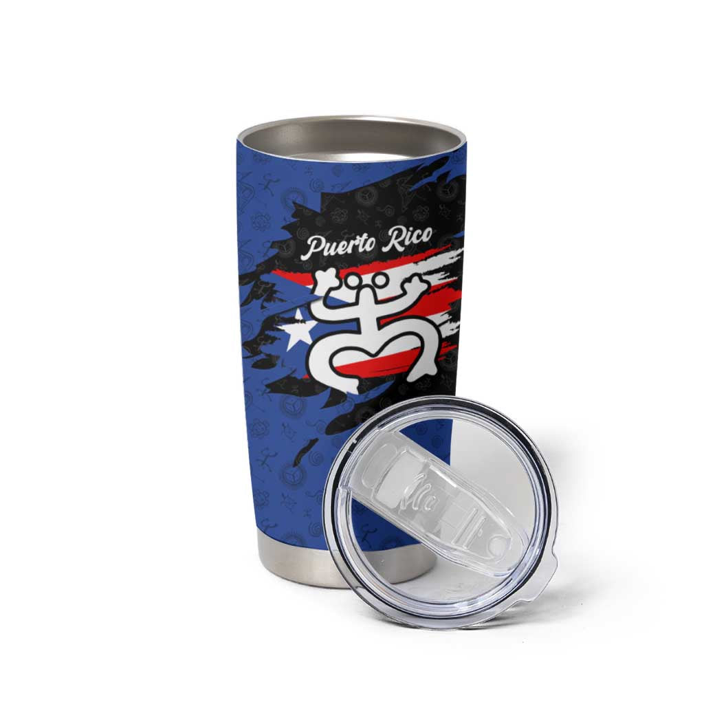 Puerto Rico Tumbler Cup with Coqui Frog Symbol and Distressed Flag Design