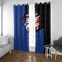 Puerto Rico Window Curtain with Coqui Frog Symbol and Distressed Flag Design