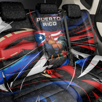 Puerto Rico Rooster Back Car Seat Cover with Flag Design and Tropical Hibiscus Flowers
