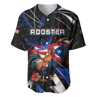 Puerto Rico Rooster Baseball Jersey with Flag Design and Tropical Hibiscus Flowers