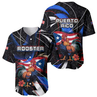 Puerto Rico Rooster Baseball Jersey with Flag Design and Tropical Hibiscus Flowers