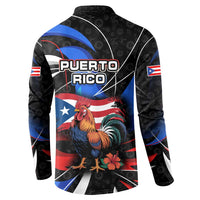 Puerto Rico Rooster Button Sweatshirt with Flag Design and Tropical Hibiscus Flowers
