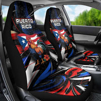 Puerto Rico Rooster Car Seat Cover with Flag Design and Tropical Hibiscus Flowers