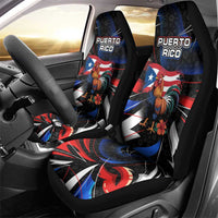 Puerto Rico Rooster Car Seat Cover with Flag Design and Tropical Hibiscus Flowers