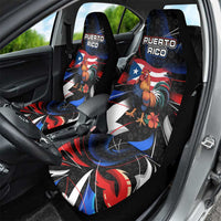 Puerto Rico Rooster Car Seat Cover with Flag Design and Tropical Hibiscus Flowers
