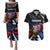 Puerto Rico Rooster Couples Matching Puletasi and Hawaiian Shirt with Flag Design and Tropical Hibiscus Flowers