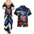 Puerto Rico Rooster Couples Matching Summer Maxi Dress and Hawaiian Shirt with Flag Design and Tropical Hibiscus Flowers