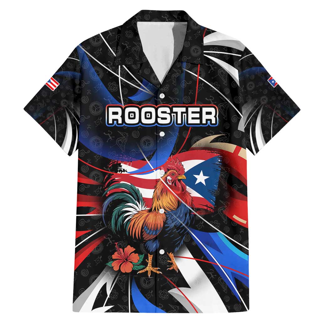Puerto Rico Rooster Family Matching Mermaid Dress and Hawaiian Shirt with Flag Design and Tropical Hibiscus Flowers