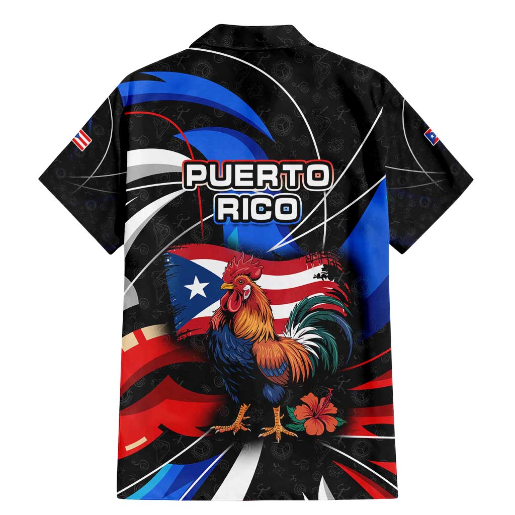 Puerto Rico Rooster Family Matching Mermaid Dress and Hawaiian Shirt with Flag Design and Tropical Hibiscus Flowers