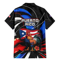 Puerto Rico Rooster Family Matching Mermaid Dress and Hawaiian Shirt with Flag Design and Tropical Hibiscus Flowers