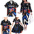 Puerto Rico Rooster Family Matching Off The Shoulder Long Sleeve Dress and Hawaiian Shirt with Flag Design and Tropical Hibiscus Flowers