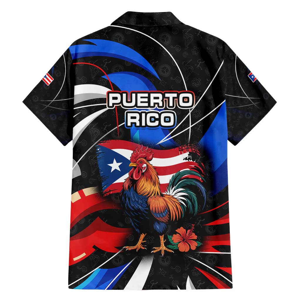 Puerto Rico Rooster Family Matching Off Shoulder Maxi Dress and Hawaiian Shirt with Flag Design and Tropical Hibiscus Flowers
