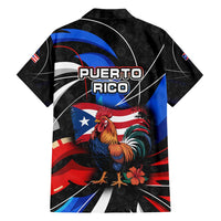 Puerto Rico Rooster Family Matching Off Shoulder Maxi Dress and Hawaiian Shirt with Flag Design and Tropical Hibiscus Flowers