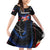 Puerto Rico Rooster Family Matching Off Shoulder Short Dress and Hawaiian Shirt with Flag Design and Tropical Hibiscus Flowers