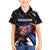 Puerto Rico Rooster Family Matching Off Shoulder Short Dress and Hawaiian Shirt with Flag Design and Tropical Hibiscus Flowers