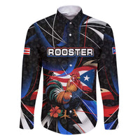 Puerto Rico Rooster Family Matching Puletasi and Hawaiian Shirt with Flag Design and Tropical Hibiscus Flowers