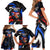 Puerto Rico Rooster Family Matching Short Sleeve Bodycon Dress and Hawaiian Shirt with Flag Design and Tropical Hibiscus Flowers