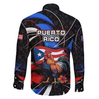 Puerto Rico Rooster Family Matching Tank Maxi Dress and Hawaiian Shirt with Flag Design and Tropical Hibiscus Flowers