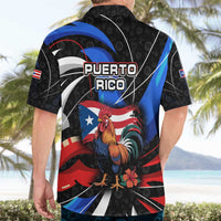 Puerto Rico Rooster Hawaiian Shirt with Flag Design and Tropical Hibiscus Flowers