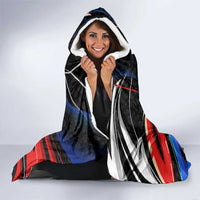 Puerto Rico Rooster Hooded Blanket with Flag Design and Tropical Hibiscus Flowers