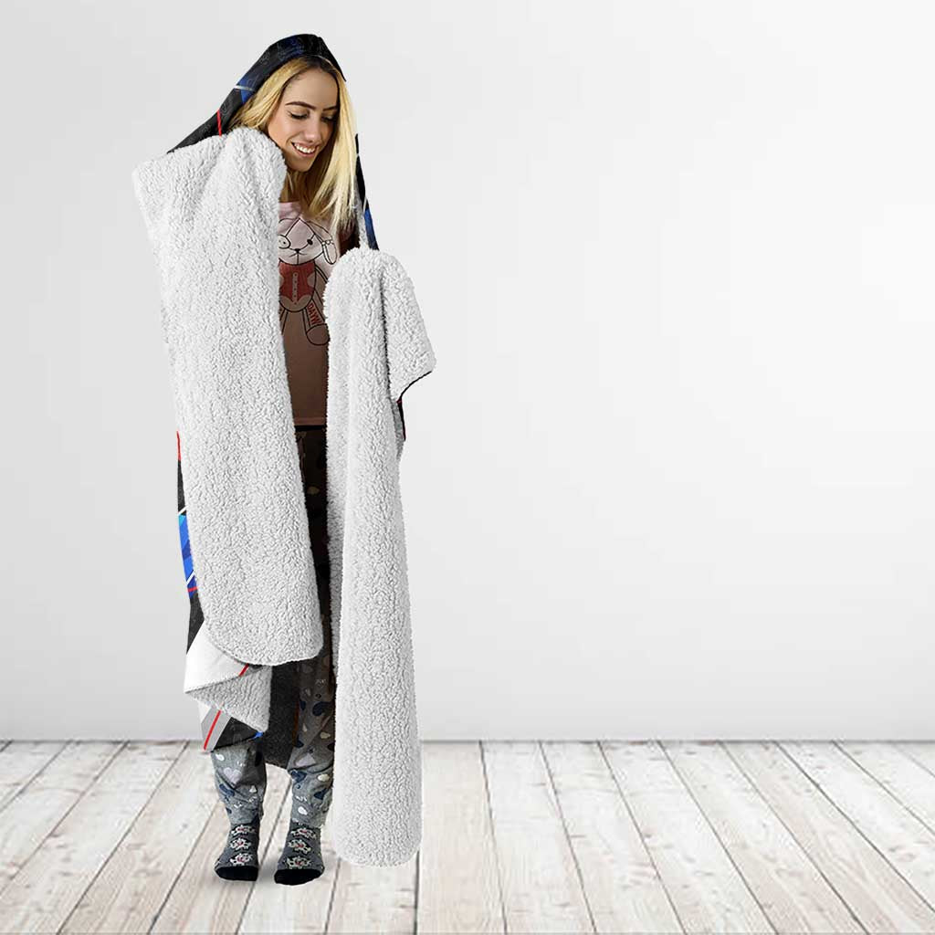 Puerto Rico Rooster Hooded Blanket with Flag Design and Tropical Hibiscus Flowers