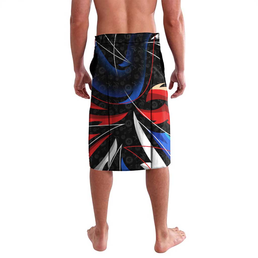 Puerto Rico Rooster Lavalava with Flag Design and Tropical Hibiscus Flowers