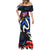 Puerto Rico Rooster Mermaid Dress with Flag Design and Tropical Hibiscus Flowers